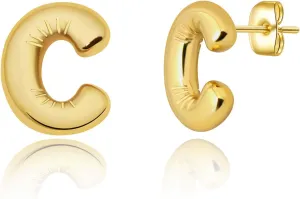 Initial Earrings for Women Gold Plated Letter Earring Small Minimalist Titanium Steel Stud Earrings Birthday Statement Jewelry Gifts
