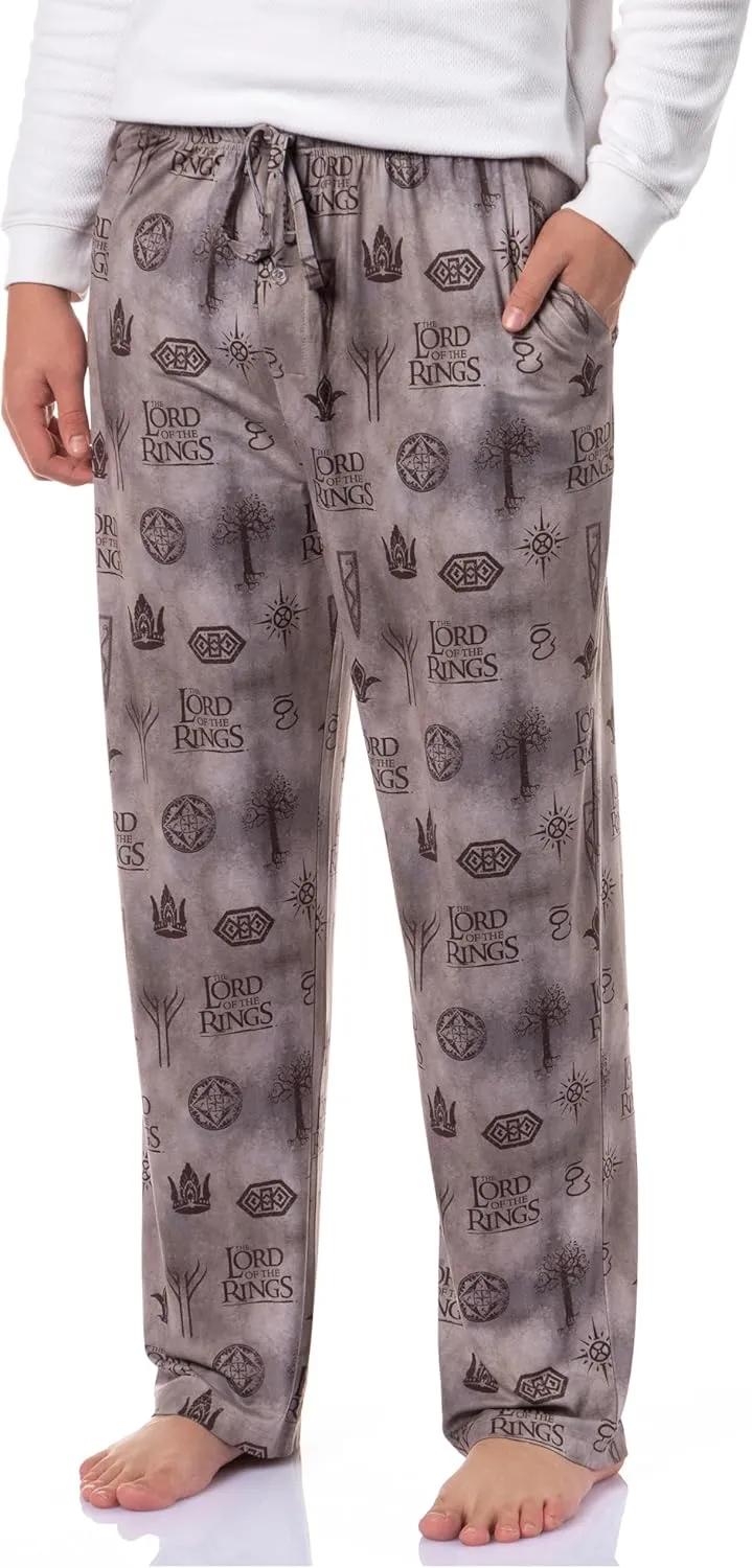 INTIMO The Lord of the Rings Men's Tossed Print Tree of Gondor Crown Sleep Pajama Pants