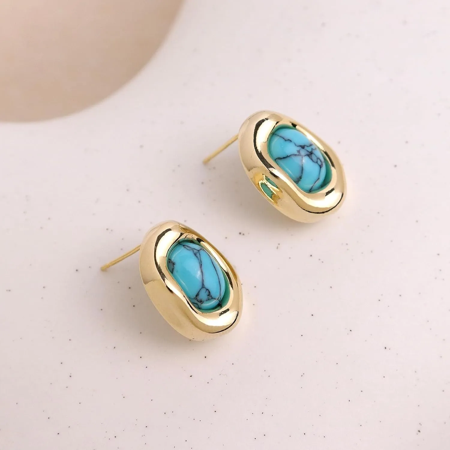 JeanBeau Gold Statement Stud Earrings for Women, Trendy Geometric Saturn Flower Clover Rhinestone CZ Hypoallergenic Earing Valentine Jewelry Gift