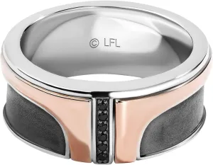 Jewelili Star Wars Fine Jewelry Boba Fett Men's Ring Black Diamond Accents, Sterling Silver with Black Rhodium and 10K Rose Gold