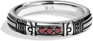 Jewelili Star Wars Fine Jewelry Dark Armor Ring for Men | Silver & Black Rhodium Band | Garnet & Black Diamonds | Star Wars Gifts for Men | Jewelry with Gift Box