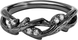 Jewelili Star Wars Fine Jewelry The Dagobah Ring for Women | Silver & Black Rhodium Band | 1/10 Cttw White Diamonds | Star Wars Gifts for Women | Jewelry with Gift Box