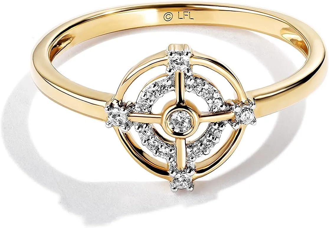 Jewelili Star Wars Fine Jewelry Threepio Series Women's Ring 1/10 Ct.Tw. White Diamonds 10K Yellow Gold, Size 9