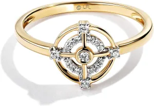 Jewelili Star Wars Fine Jewelry Threepio Series Women's Ring 1/10 Ct.Tw. White Diamonds 10K Yellow Gold, Size 9