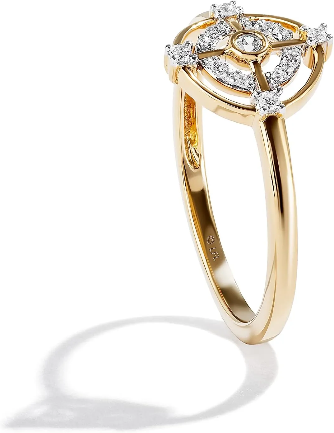 Jewelili Star Wars Fine Jewelry Threepio Series Women's Ring 1/10 Ct.Tw. White Diamonds 10K Yellow Gold, Size 9