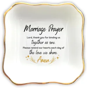 Jewelry Tray Gift for Wife from Husband - Marriage Prayer - Birthday, Christmas, Valentine's day, Wedding Gifts, Ring Dish Gift for Her - Jewelry Dish, Ceramic Ring Dish