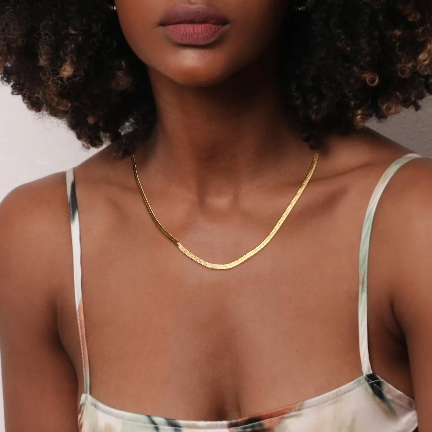 Jewlpire 18K Real Gold Over 925 Sterling Silver Herringbone Necklace for Women, Gold Necklace for Women 3mm/4mm/5mm Herringbone Chain Necklace Dainty Women's Chain Necklaces 16 18 20 22 24 Inch