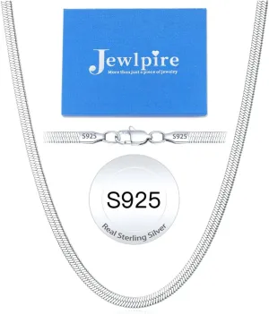 Jewlpire 18K Real Gold Over 925 Sterling Silver Herringbone Necklace for Women, Gold Necklace for Women 3mm/4mm/5mm Herringbone Chain Necklace Dainty Women's Chain Necklaces 16 18 20 22 24 Inch