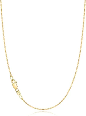 Jewlpire Solid 18k Gold Over 925 Sterling Silver Chain Necklace for Women, 1.1mm Cable Chain Necklace Thin & Dainty & Sturdy Women's Chain Necklaces, 14/16/17/18/20/22/24 Inches