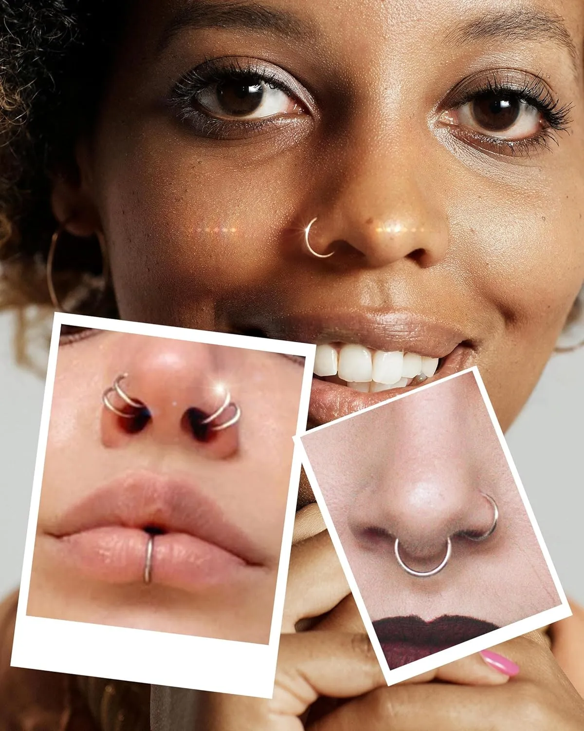 Jewseen 2PCS G23 Titanium Nose Rings Hoops 20g 18g 16g Septum Rings Hoop Nose Rings Cartilage Hoop Helix Daith Tragus Conch Earrings Lip Piercing Jewelry for Women 6mm 7mm 8mm 9mm 10mm