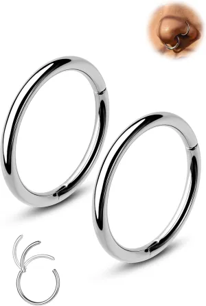 Jewseen 2PCS G23 Titanium Nose Rings Hoops 20g 18g 16g Septum Rings Hoop Nose Rings Cartilage Hoop Helix Daith Tragus Conch Earrings Lip Piercing Jewelry for Women 6mm 7mm 8mm 9mm 10mm