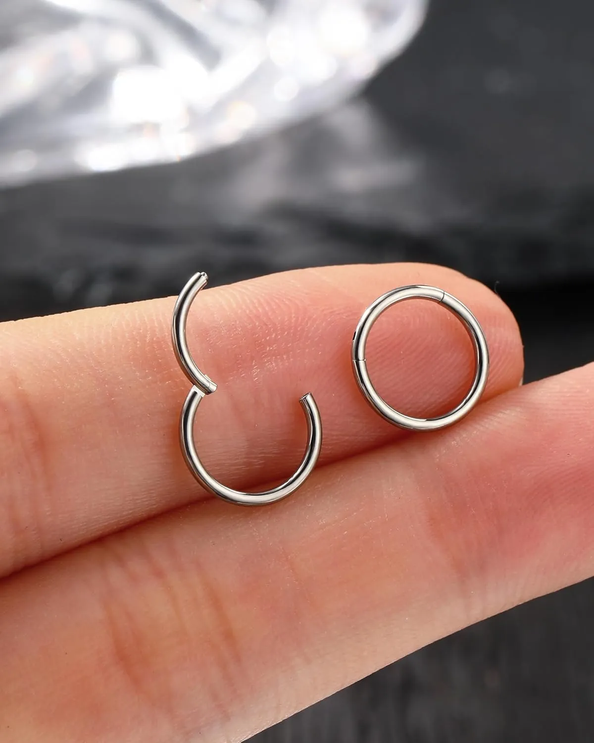 Jewseen 2PCS G23 Titanium Nose Rings Hoops 20g 18g 16g Septum Rings Hoop Nose Rings Cartilage Hoop Helix Daith Tragus Conch Earrings Lip Piercing Jewelry for Women 6mm 7mm 8mm 9mm 10mm