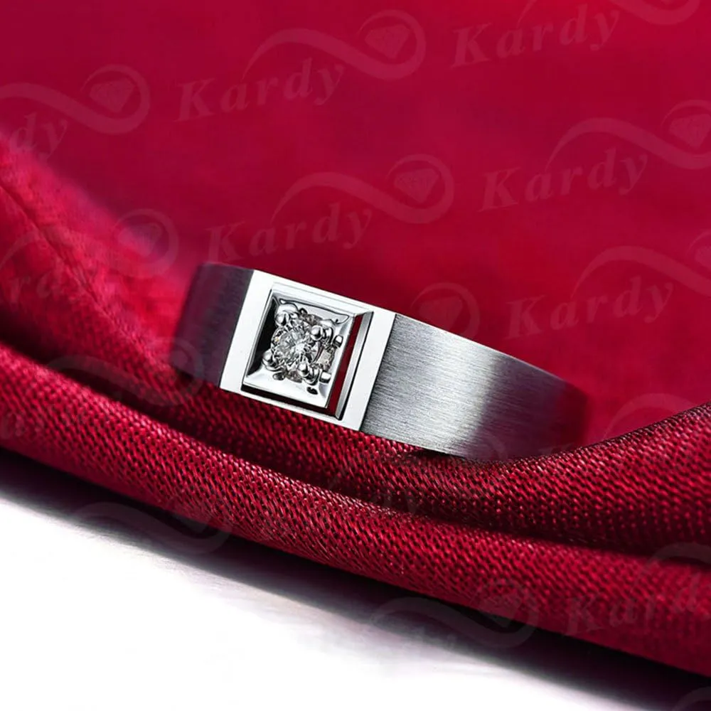 Kardy Solid 14K White Gold Natural Diamond Wedding Engagement Promise Fashion Couple Ring Set for Men and Women With GIA Certificate(0.35cttw,G-H Color,VS-SI1 Clarity)