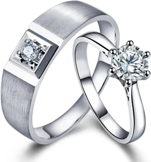 Kardy Solid 14K White Gold Natural Diamond Wedding Engagement Promise Fashion Couple Ring Set for Men and Women With GIA Certificate(0.35cttw,G-H Color,VS-SI1 Clarity)