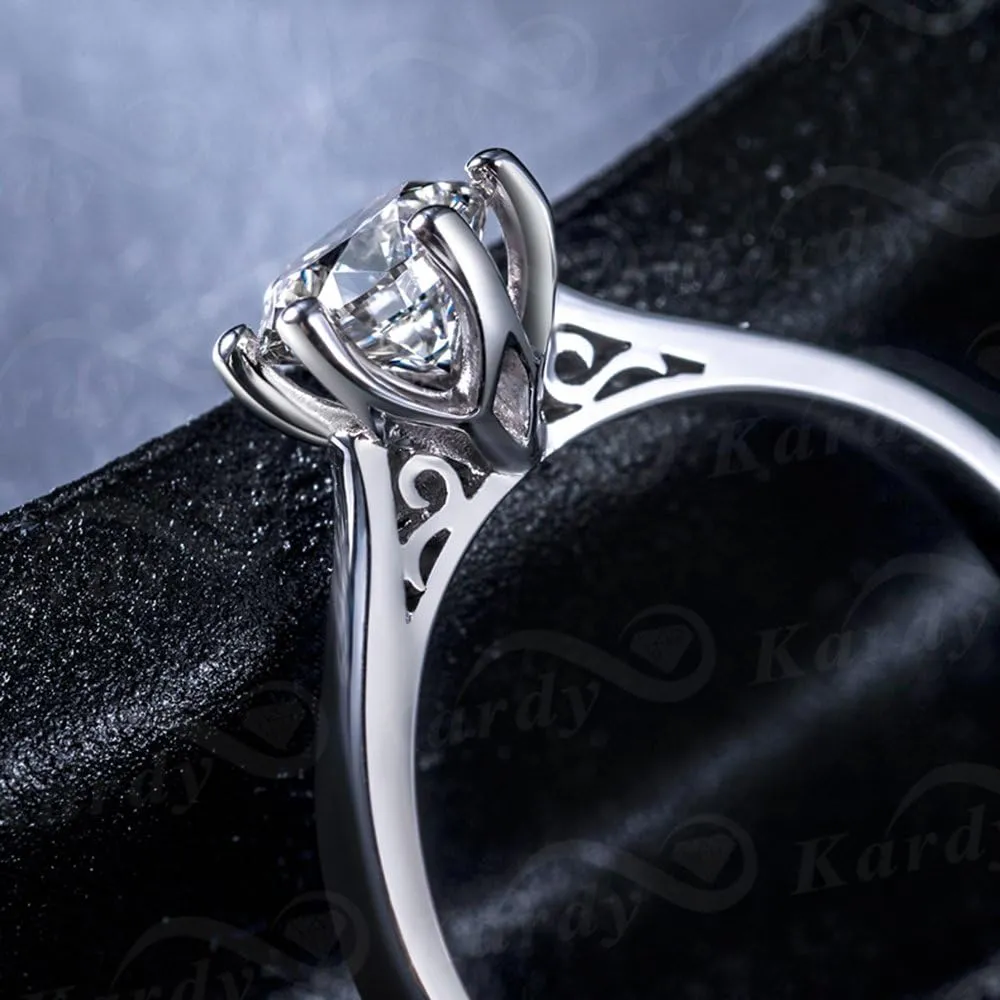 Kardy Solid 14K White Gold Natural Diamond Wedding Engagement Promise Fashion Couple Ring Set for Men and Women With GIA Certificate(0.35cttw,G-H Color,VS-SI1 Clarity)