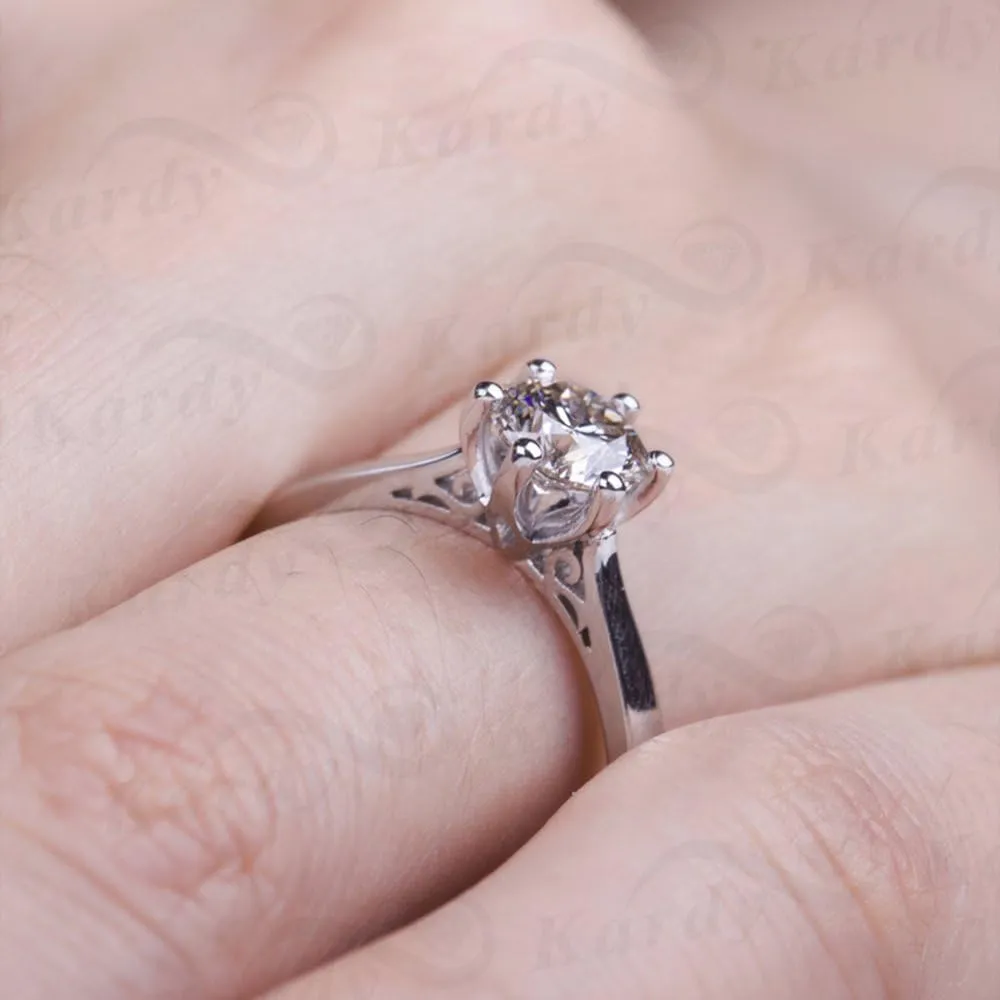 Kardy Solid 14K White Gold Natural Diamond Wedding Engagement Promise Fashion Couple Ring Set for Men and Women With GIA Certificate(0.35cttw,G-H Color,VS-SI1 Clarity)