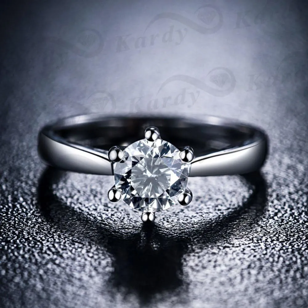 Kardy Solid 14K White Gold Natural Diamond Wedding Engagement Promise Fashion Couple Ring Set for Men and Women With GIA Certificate(0.35cttw,G-H Color,VS-SI1 Clarity)