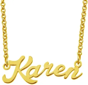 Karen Name Necklace Custom Personalized in Gold Plate Gift for Women Couple