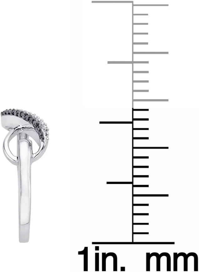 KATARINA Two Row Infinity Black and White Diamond Ring in Sterling Silver (1/20 cttw, I-J, S-I)