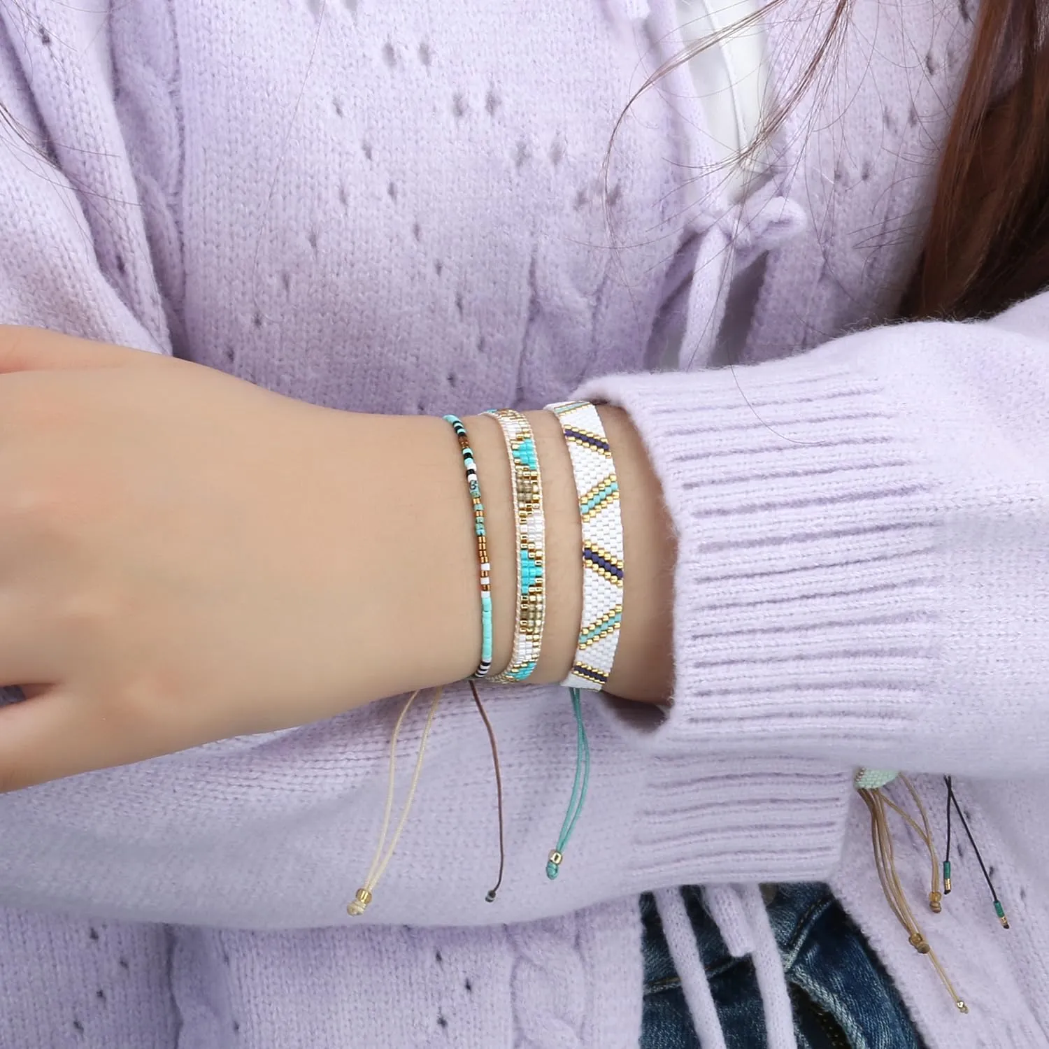 KELITCH Adjustable Color Miyuki Bead Bracelet Bohemian Friendship Bracelet Daily Wear Gift Preparation