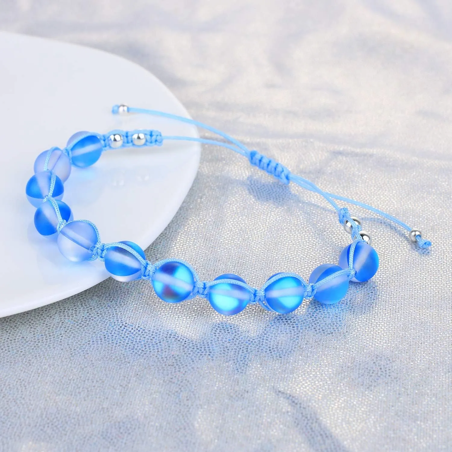 KELITCH Women Moonstone Strand Bracelet 8mm Beads Handmade Bohemian Friendship Bracelet Fashion Jewelry