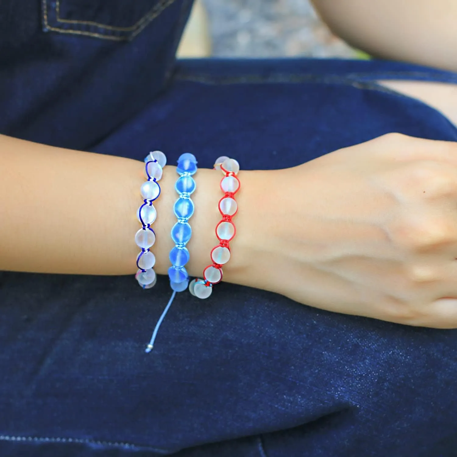 KELITCH Women Moonstone Strand Bracelet 8mm Beads Handmade Bohemian Friendship Bracelet Fashion Jewelry