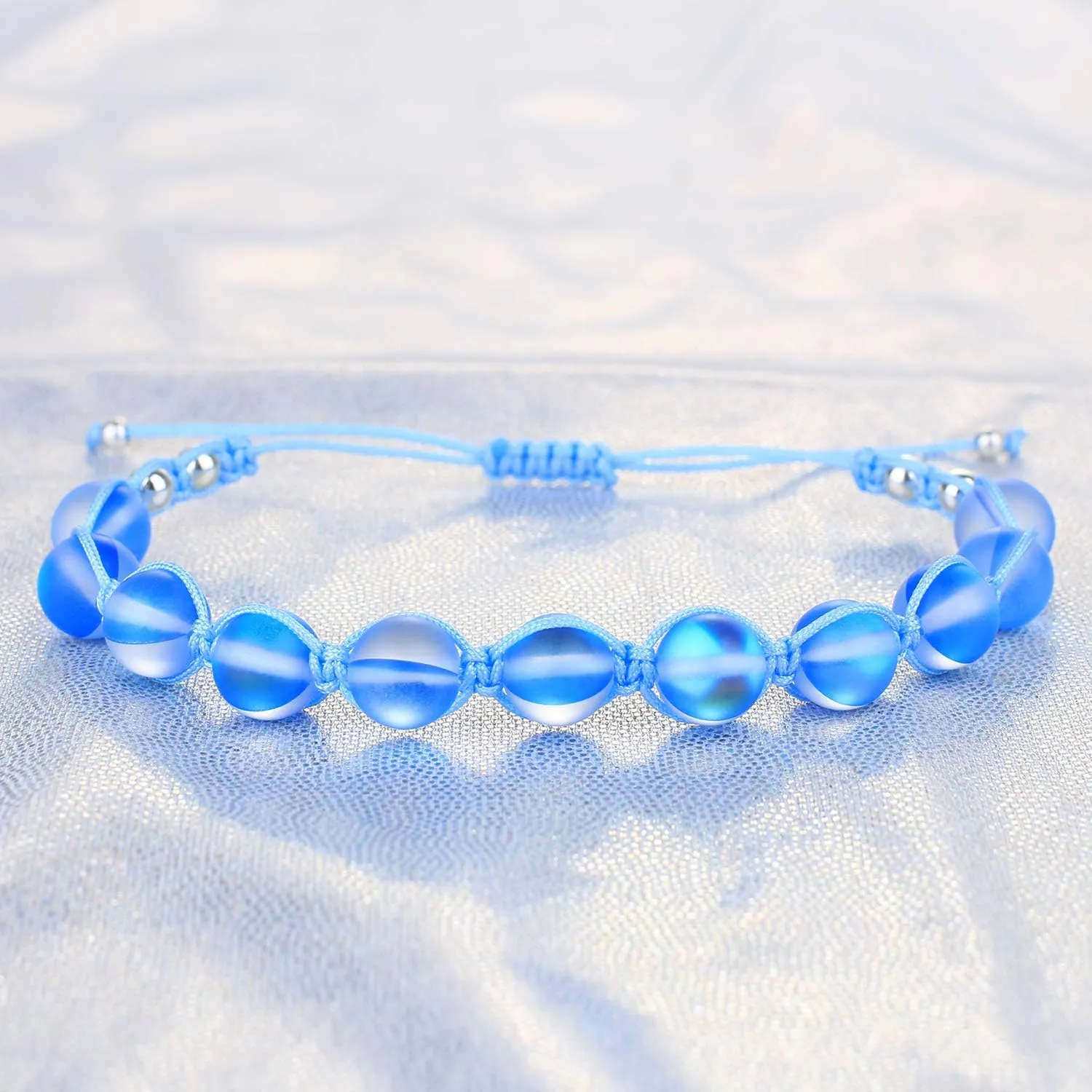 KELITCH Women Moonstone Strand Bracelet 8mm Beads Handmade Bohemian Friendship Bracelet Fashion Jewelry