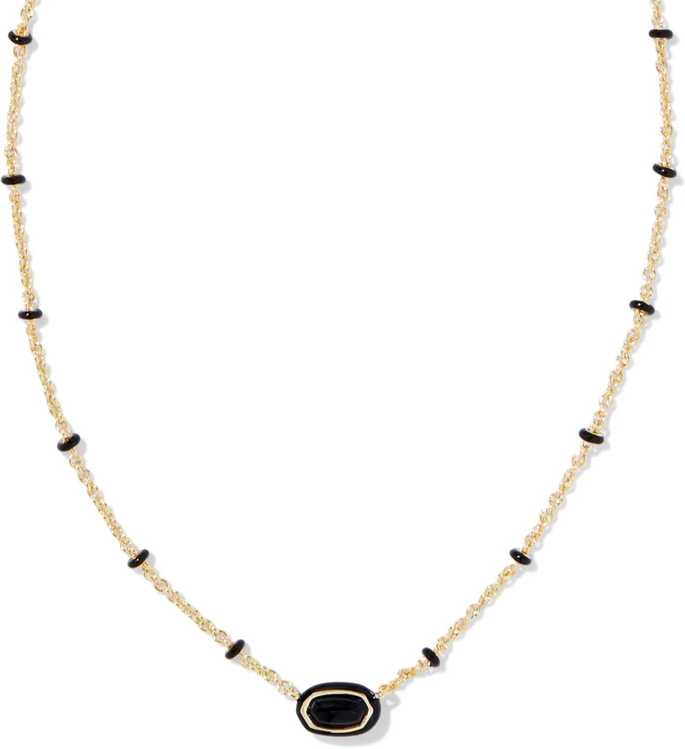 Kendra Scott, Womens, Mini Elisa Enamel Frame Short Pendant Necklace, Gold Black Agate, One Size