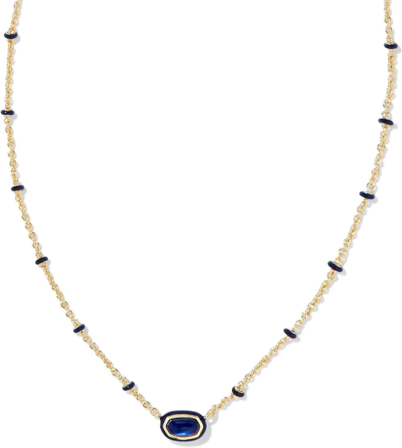 Kendra Scott, Womens, Mini Elisa Enamel Frame Short Pendant Necklace, Gold Navy Mother-of-Pearl, One Size