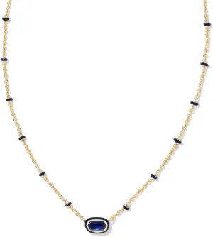 Kendra Scott, Womens, Mini Elisa Enamel Frame Short Pendant Necklace, Gold Navy Mother-of-Pearl, One Size