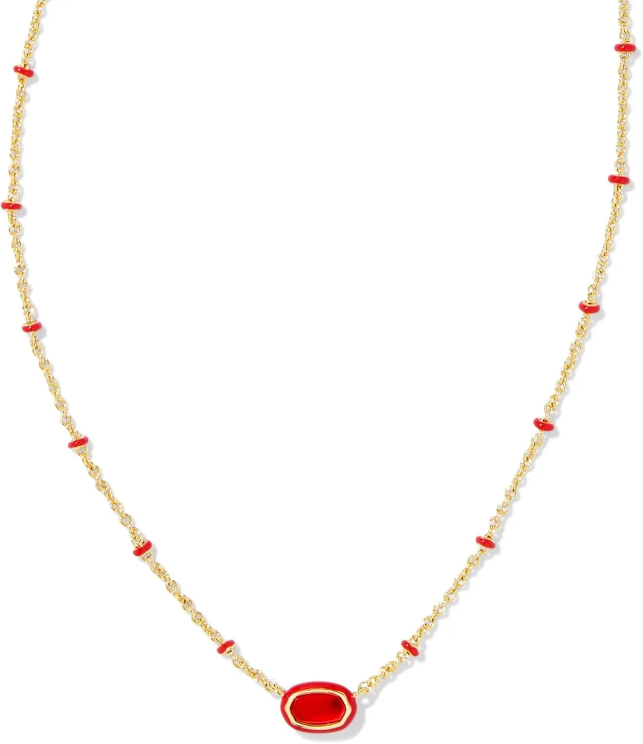 Kendra Scott, Womens, Mini Elisa Enamel Frame Short Pendant Necklace, Gold Red Illusion, One Size