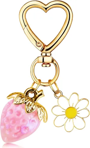 Keychain Strawberry Bag Charm Cute, Strawberry Charms Purse Accessories, Women Key Chain Decor for Purse, Backpack