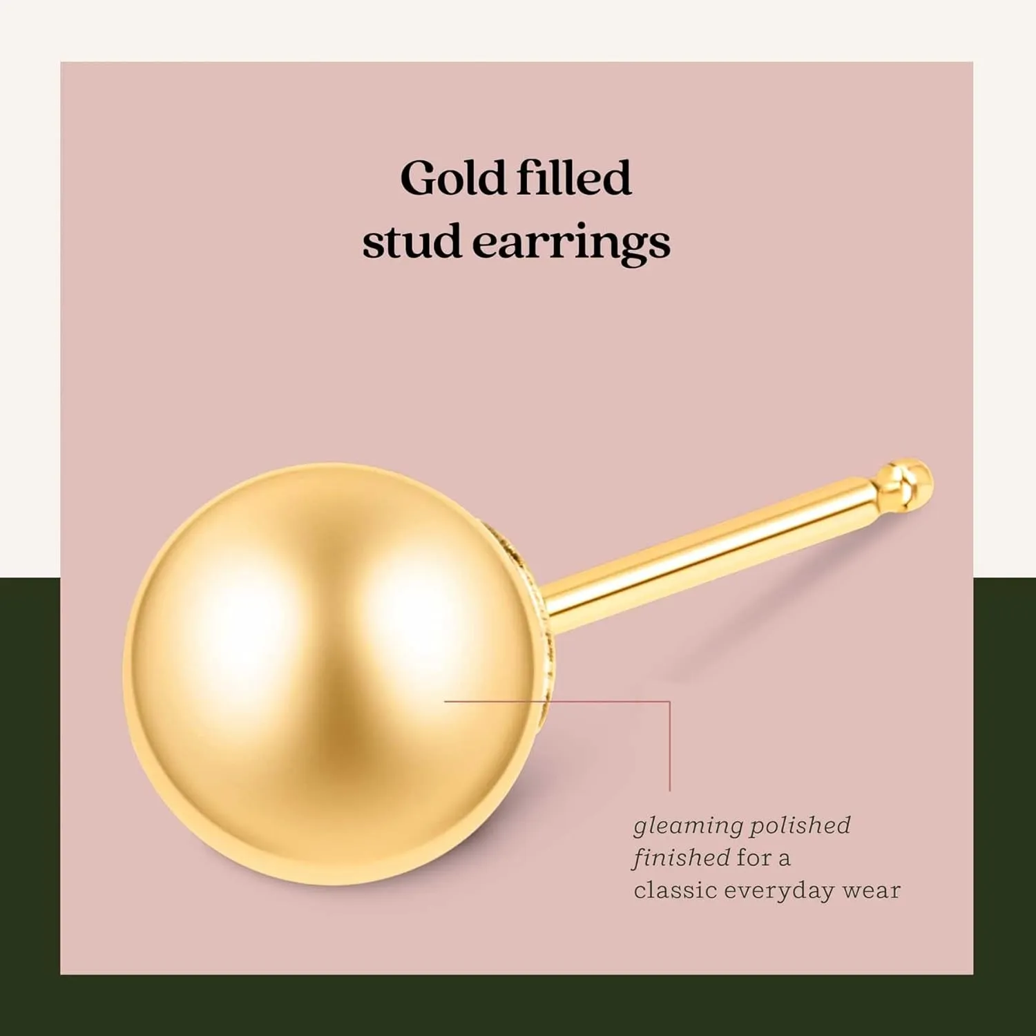 Kezef 14K Gold Stud Earrings for Women 14 k Real Gold Earrings, Solid Ball Filled Studs, Hypoallergenic Round Ear rings | Available from 3mm - 9mm
