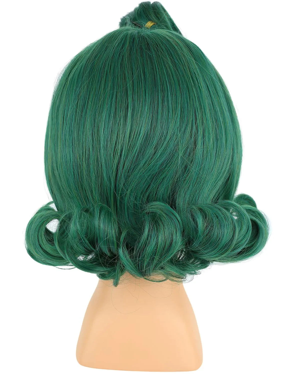 Kids Short Green Cosplay Wig with White Eyebrows for Halloween Costume Party (Kids Green Wig)