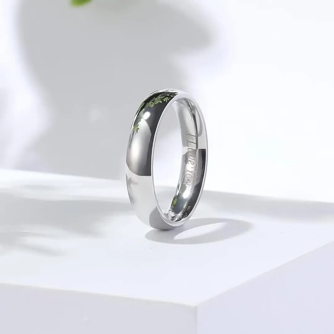 King Will BASIC 2mm/3mm/4mm/5mm/6mm/7mm Wedding Ring for Men Women Stainless Steel Wedding Band Laser I Love You Silver/Gold/Rose Gold Plated High Polished Dome Style Ring