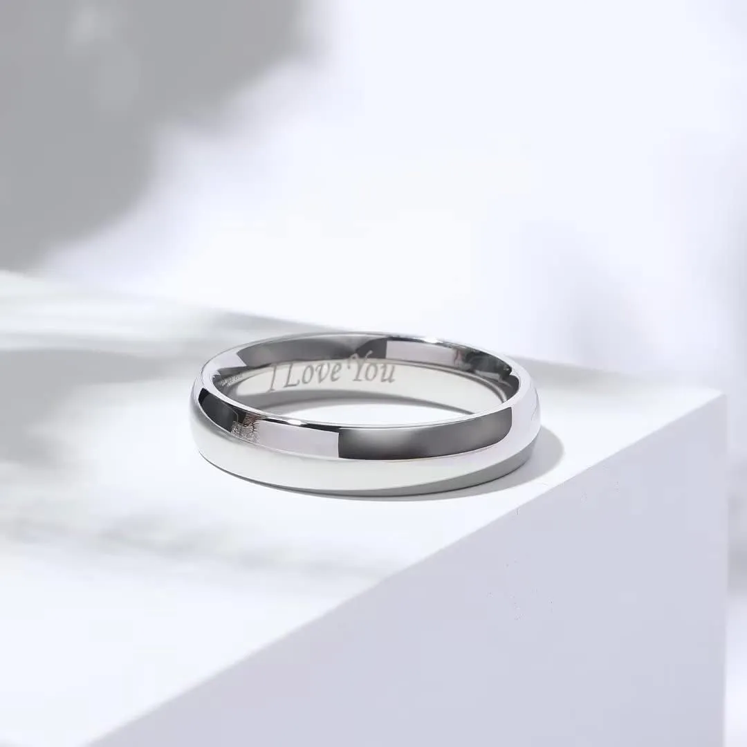 King Will BASIC 2mm/3mm/4mm/5mm/6mm/7mm Wedding Ring for Men Women Stainless Steel Wedding Band Laser I Love You Silver/Gold/Rose Gold Plated High Polished Dome Style Ring