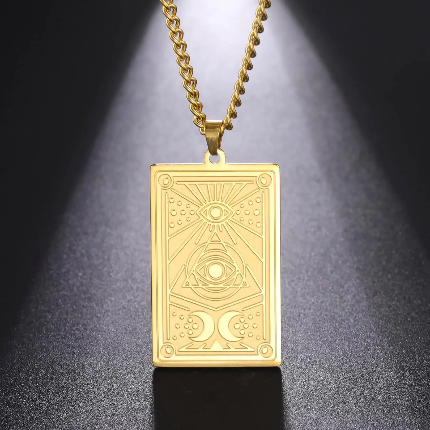 kkjoy Eye of Horus Amulet Necklace Stainless Steel Eye of Providence Pendant Evil Eye Necklace Protection Jewelry Women Men
