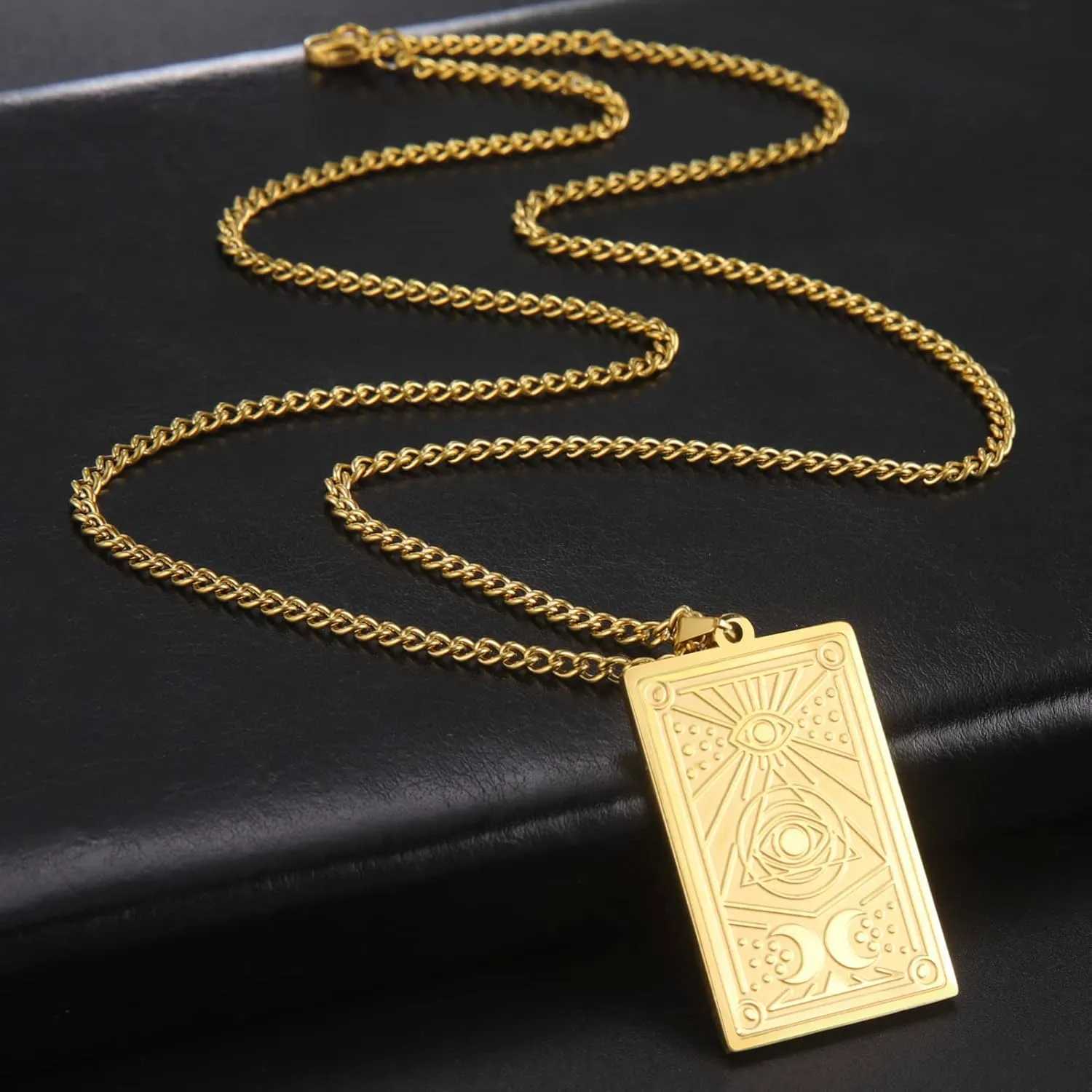 kkjoy Eye of Horus Amulet Necklace Stainless Steel Eye of Providence Pendant Evil Eye Necklace Protection Jewelry Women Men