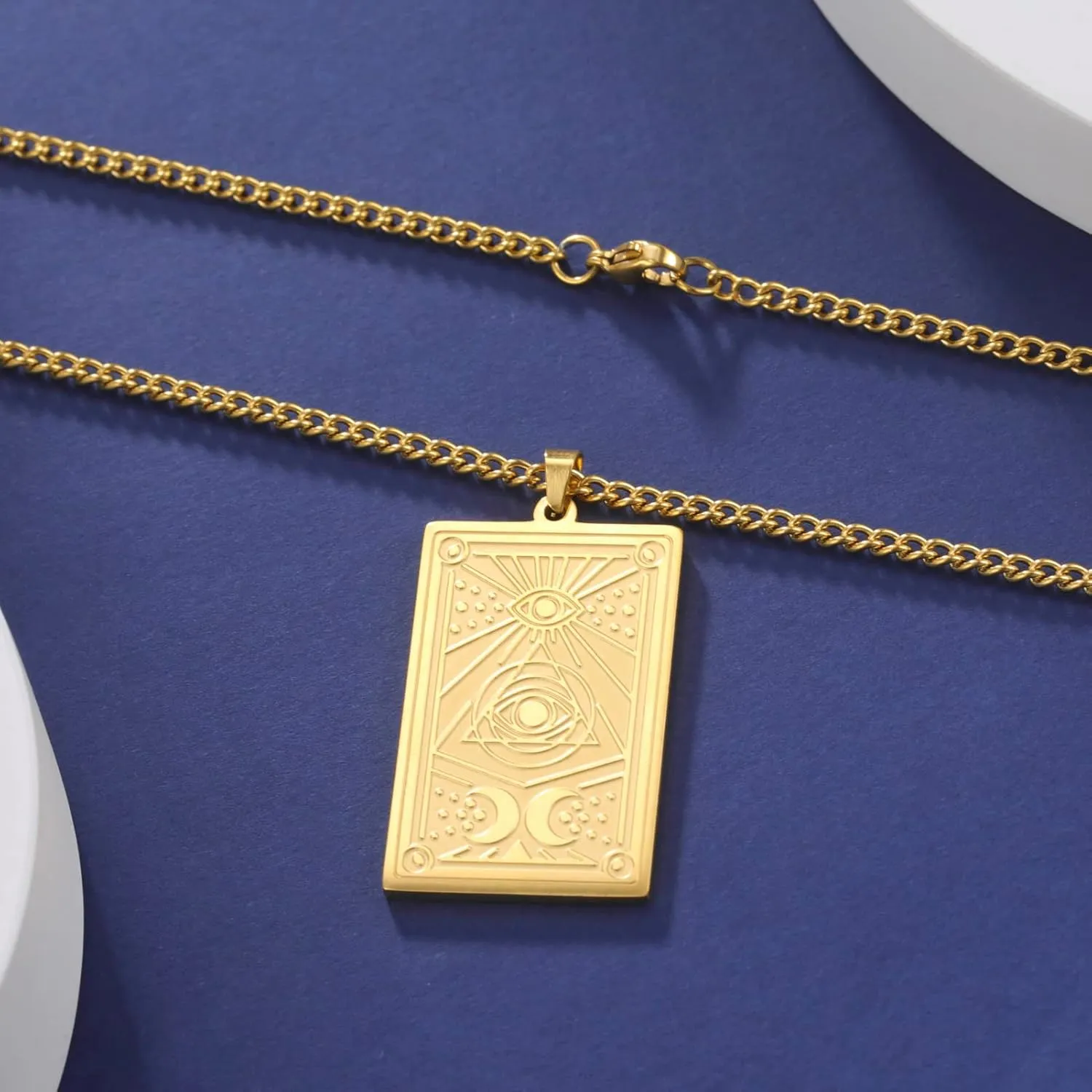 kkjoy Eye of Horus Amulet Necklace Stainless Steel Eye of Providence Pendant Evil Eye Necklace Protection Jewelry Women Men