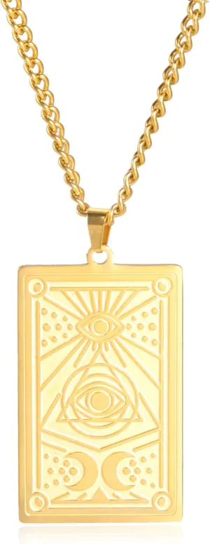 kkjoy Eye of Horus Amulet Necklace Stainless Steel Eye of Providence Pendant Evil Eye Necklace Protection Jewelry Women Men