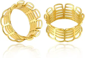 LADEMAYH 2Pcs Hollow Style 1 inch Gauges for Ears, Grille Design Gold 25mm Gauges for Ears, Ventilated Surgical Steel Plugs Tunnels Ear Gauges Earrings Body Jewelry