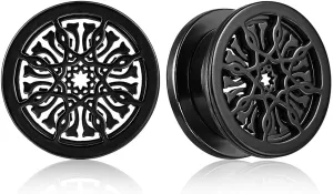LADEMAYH Unique Ear Plugs Gauges for Women, Fantasy Sunburst & Snowflake Design Gauges for Ears, Hypoallergenic Surgical Stainless Steel 316L Body Piercing Tunnels Jewelry for Men