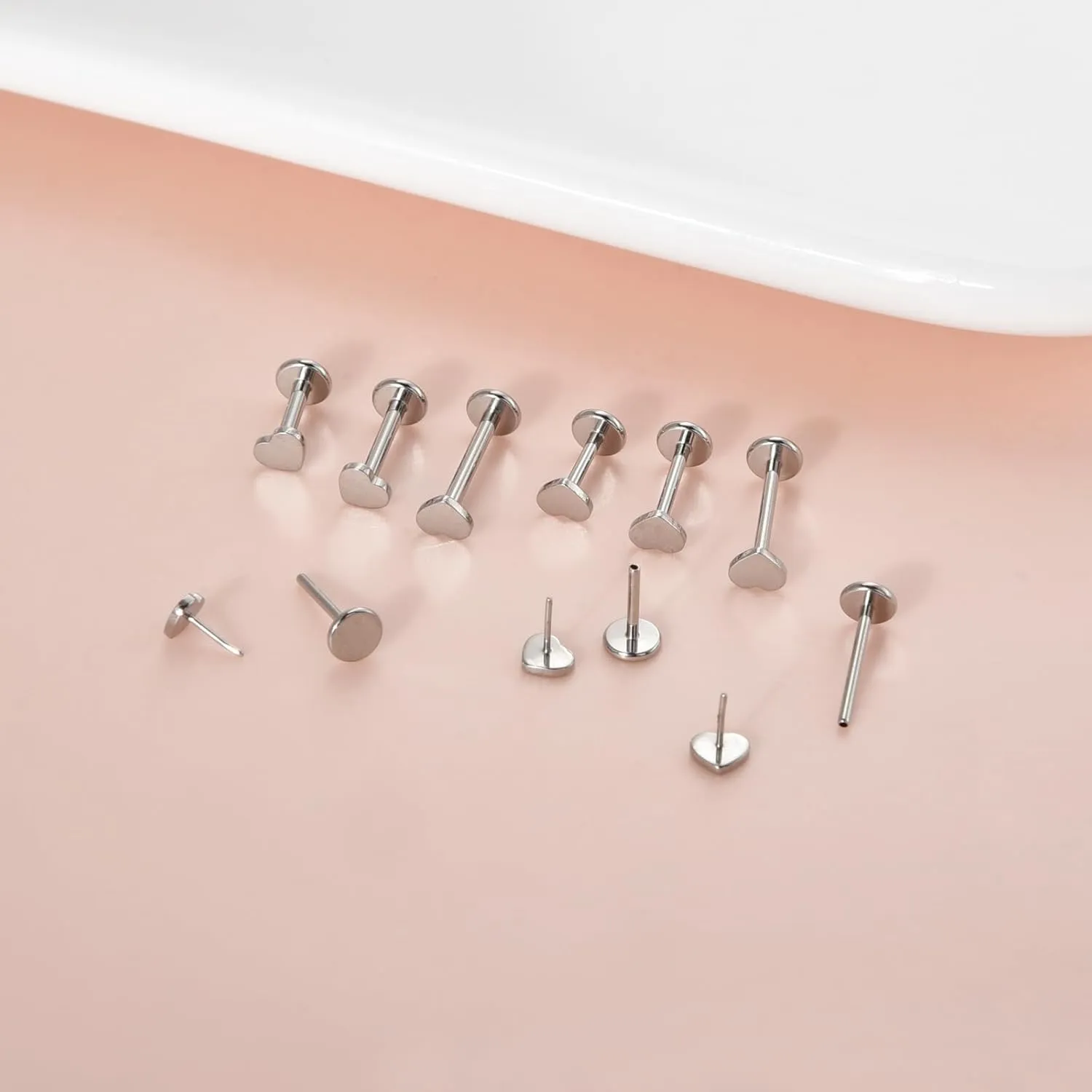Lantine Antlers Heart Lightning Lip Labret Medusa Monroe Helix Daith Cartilage Conch 2nd 3rd Lobe Piercing Jewelry Implant Grade Titanium Cz Push in Flat Back Stud Earrings