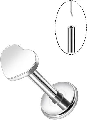 Lantine Antlers Heart Lightning Lip Labret Medusa Monroe Helix Daith Cartilage Conch 2nd 3rd Lobe Piercing Jewelry Implant Grade Titanium Cz Push in Flat Back Stud Earrings