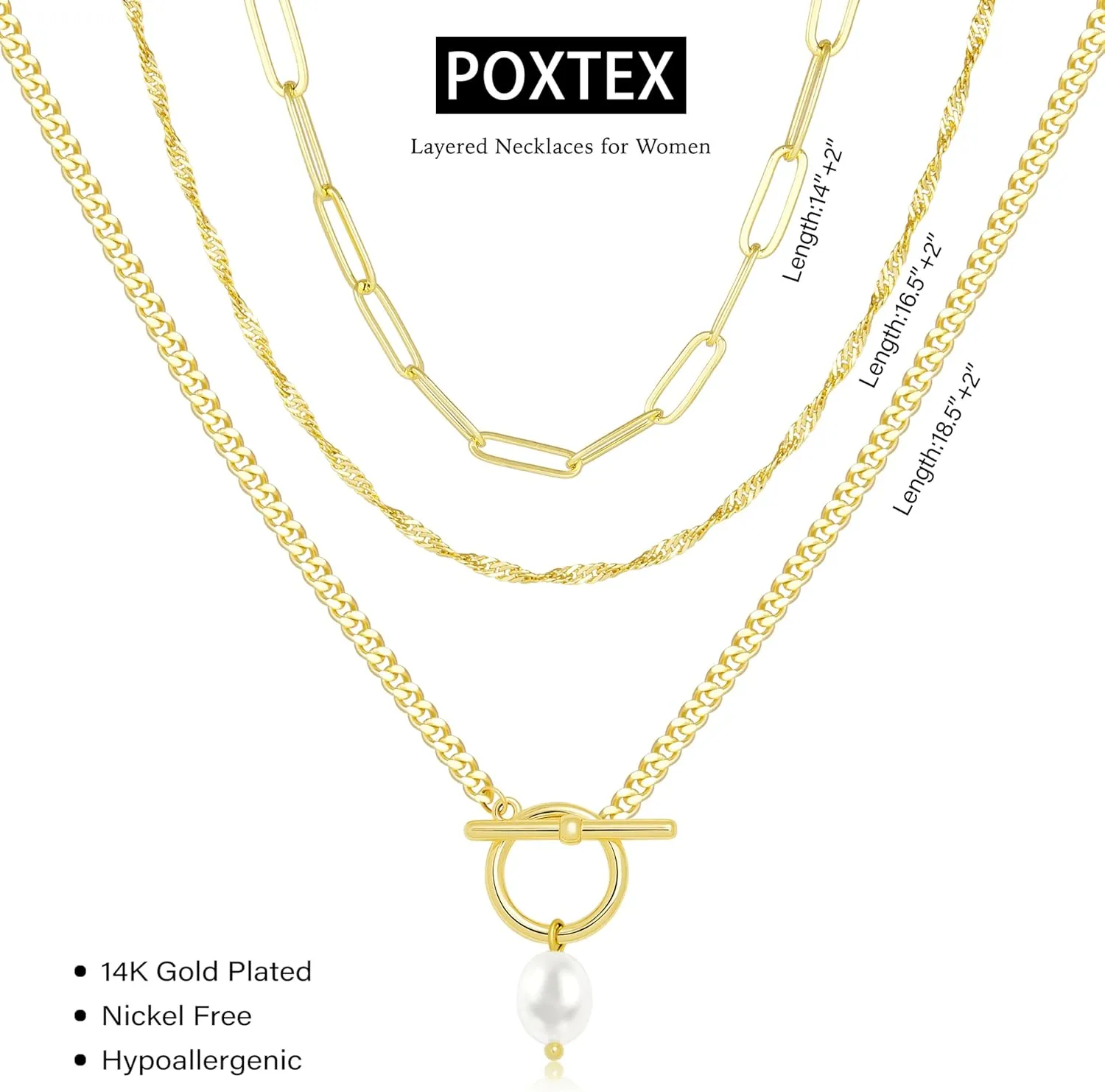 Layered Gold Necklaces for Women,Stackable Dainty 14K Gold Silver Plated Trendy Circle Paperclip Chain Pendant Choker Necklace,Simpl Diamond Cross Bow Jewelry Set Gifts for Women