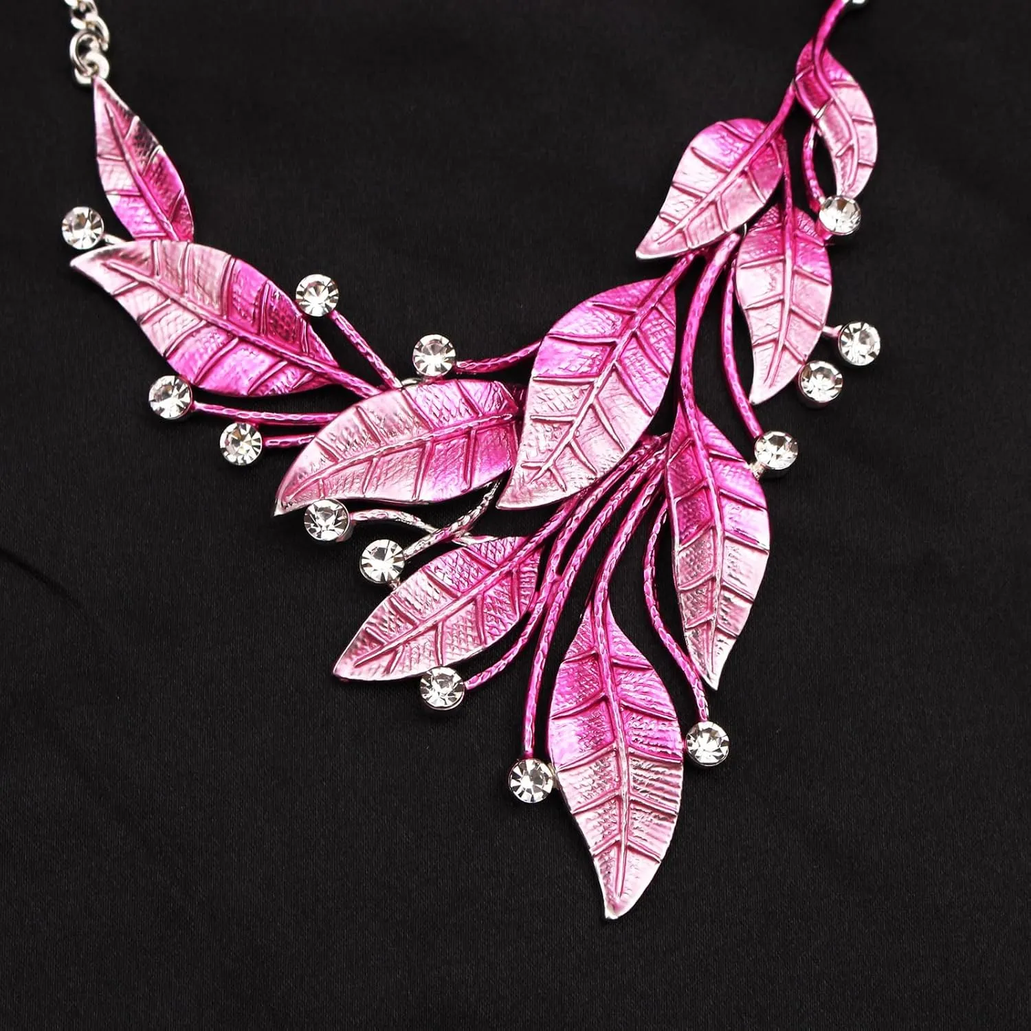 Leaf Floral Vintage Boho Statement Necklace Dangle Earring Bohemian Enamel Costume Jewelry Set for Women