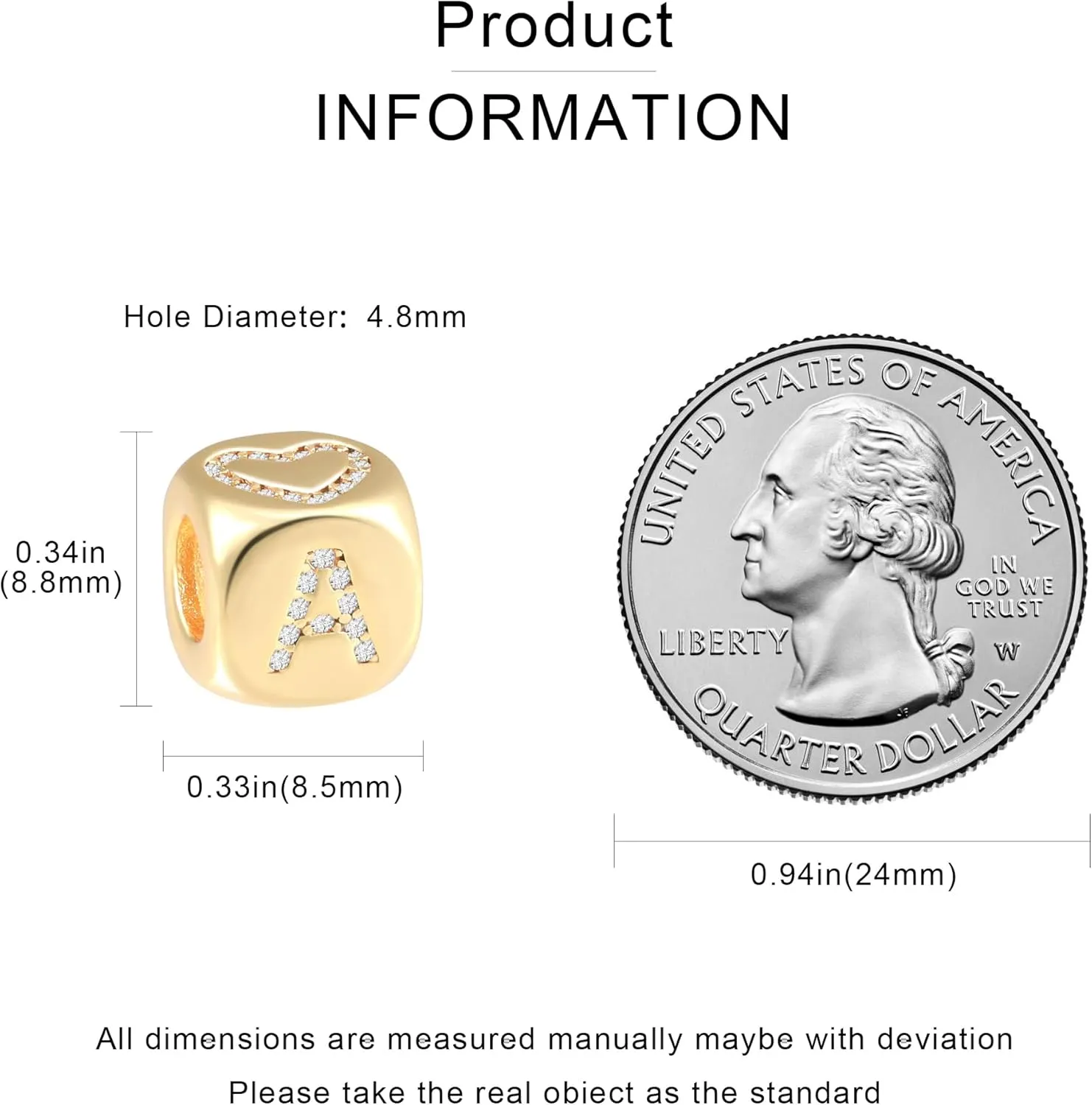 Letter Charms for Necklace and Bracelets,14K Gold Plated Women's Bead Charms, A-Z Alphabet Initial Beads Name Pendant DIY Jewelry Birthday Gift for Women