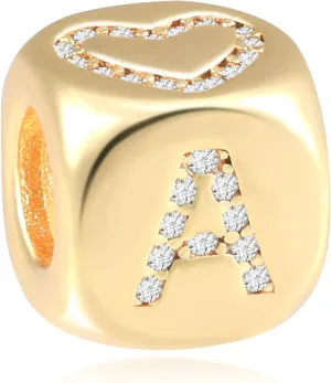 Letter Charms for Necklace and Bracelets,14K Gold Plated Women's Bead Charms, A-Z Alphabet Initial Beads Name Pendant DIY Jewelry Birthday Gift for Women