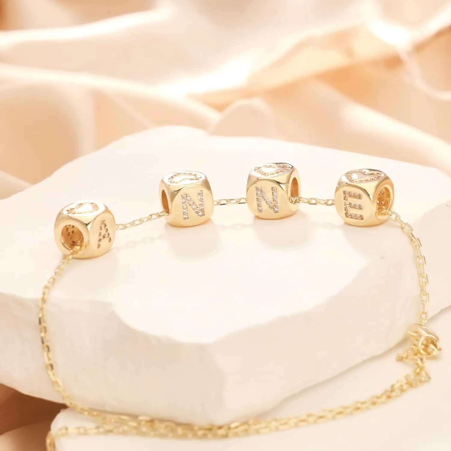 Letter Charms for Necklace and Bracelets,14K Gold Plated Women's Bead Charms, A-Z Alphabet Initial Beads Name Pendant DIY Jewelry Birthday Gift for Women