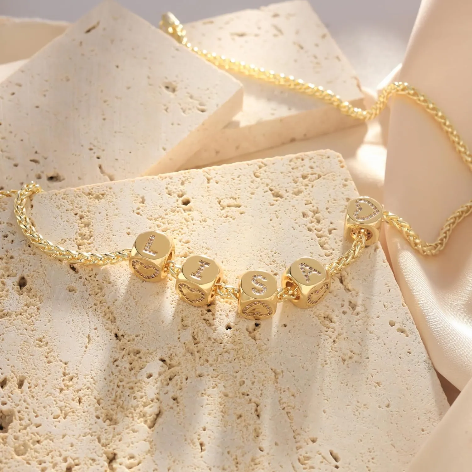 Letter Charms for Necklace and Bracelets,14K Gold Plated Women's Bead Charms, A-Z Alphabet Initial Beads Name Pendant DIY Jewelry Birthday Gift for Women